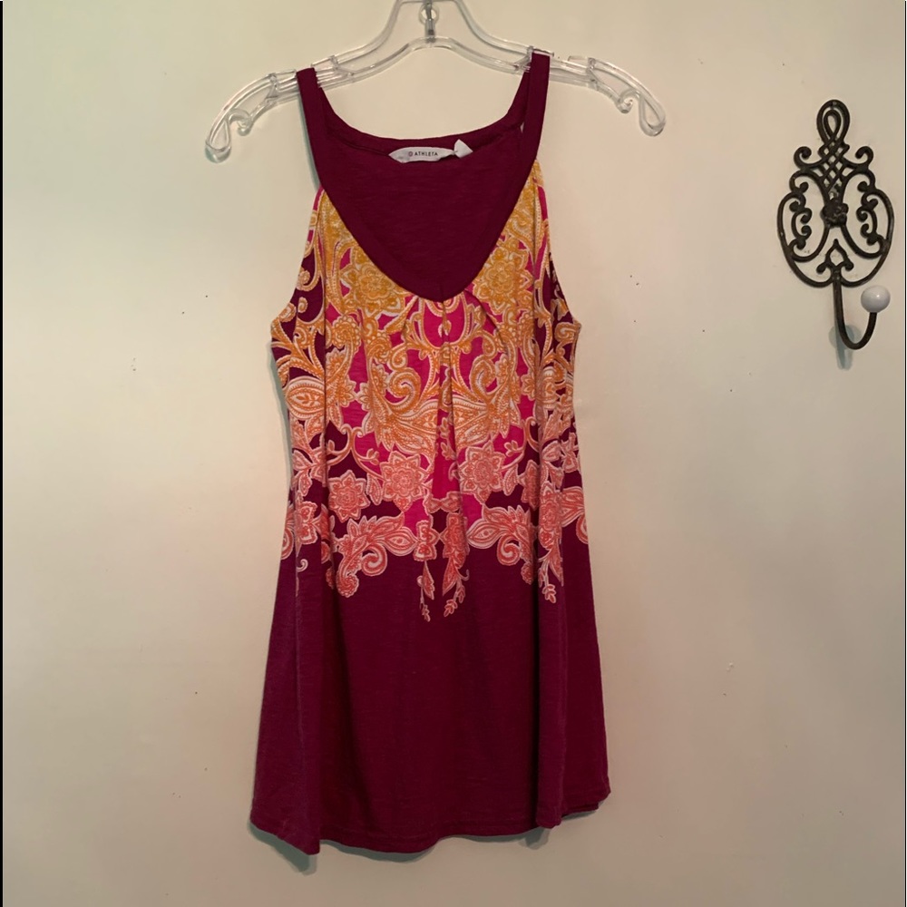 Athleta Paisley Print Fuscia Top Sz XS
